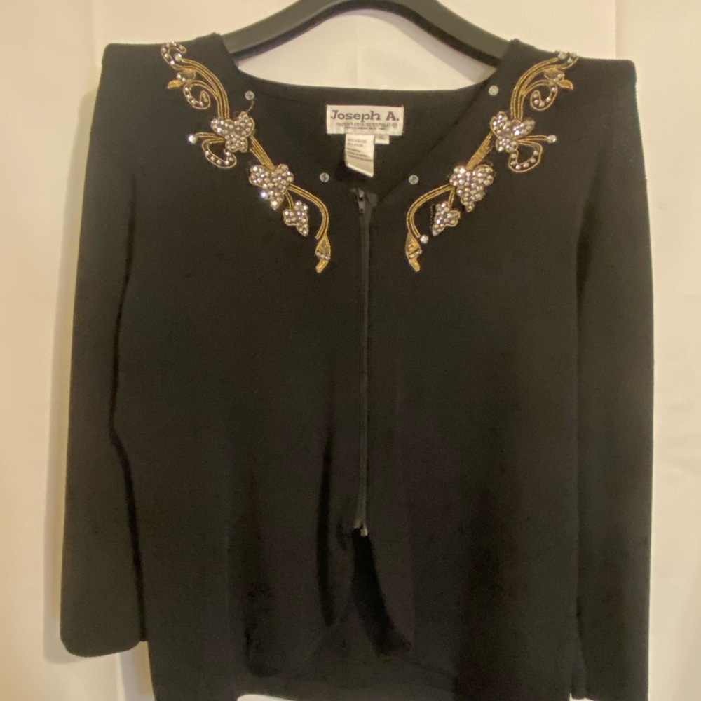 Women’s Joseph A. Cardigan Black With Jeweled Details size XL